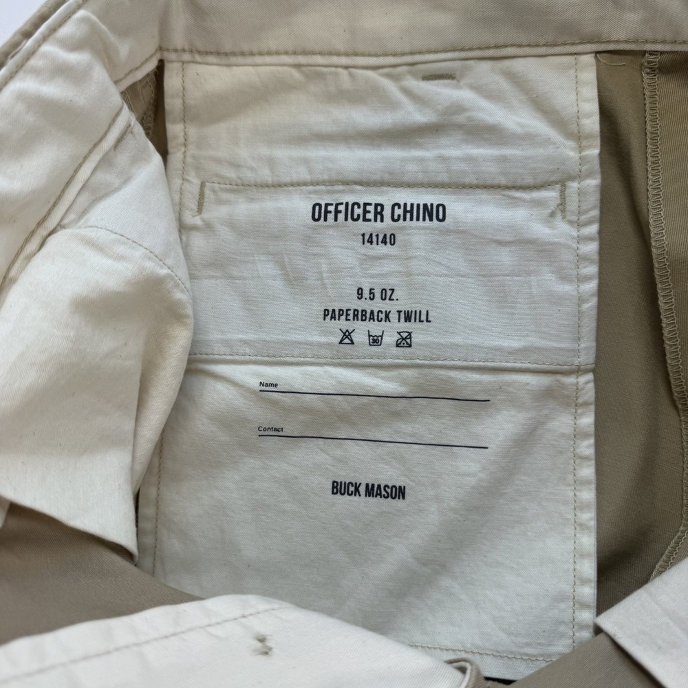 BUCK MASON Uniform Khaki Paperback Twill Maverick Slim Officer Chino Mens 29x32 - Picture 8 of 16
